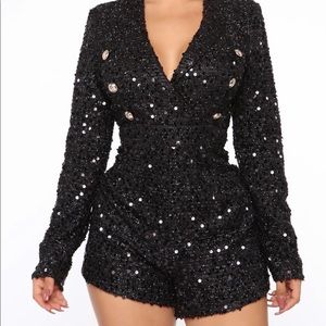 Black Sequins Romper